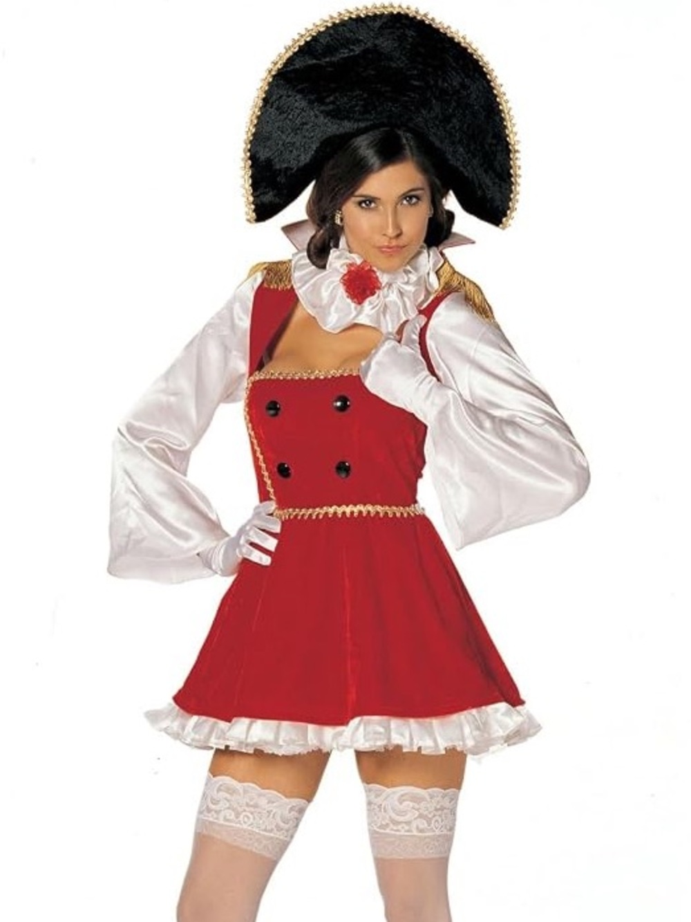 Nasty Napoleon costume in size S/M. Red velvet dress with satin collar and hat.